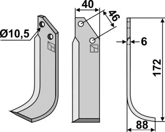 Fräsmesser 172x40mm, rechts